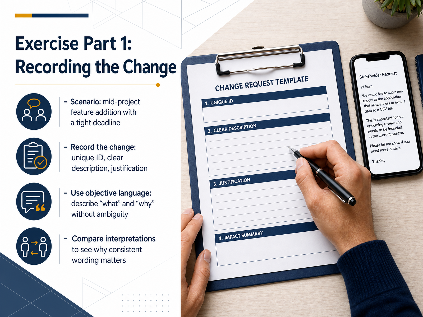 Exercise Part 1: Recording the Change