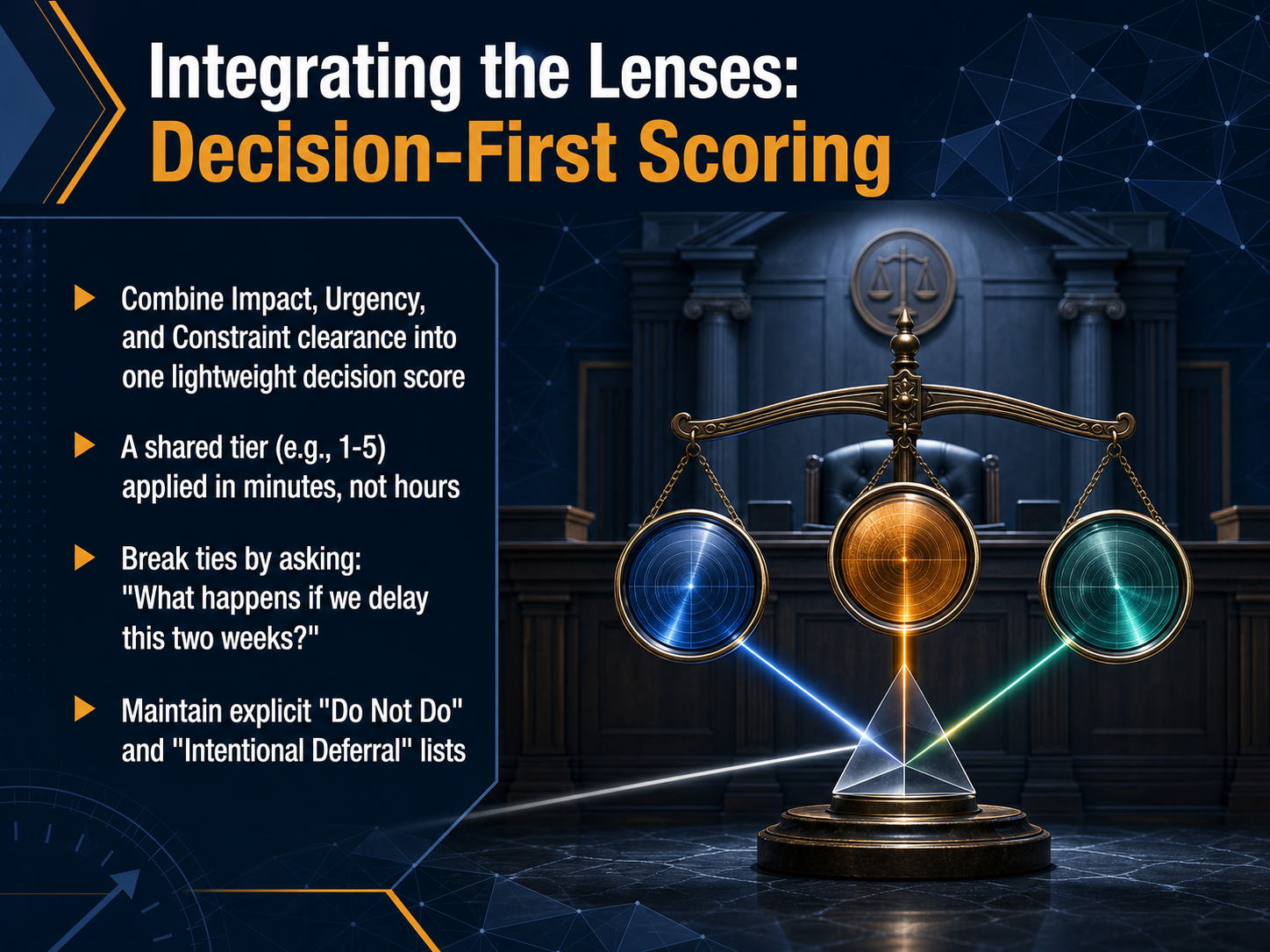 Integrating the Lenses: Decision-First Scoring