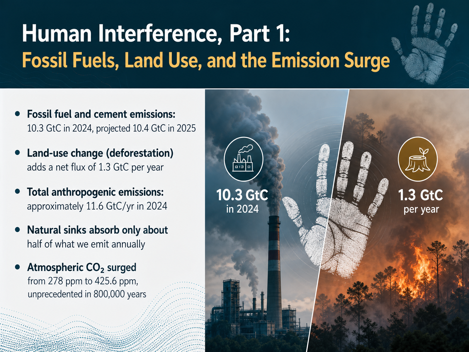 Human Interference, Part 1: Fossil Fuels, Land Use, and the Emission Surge