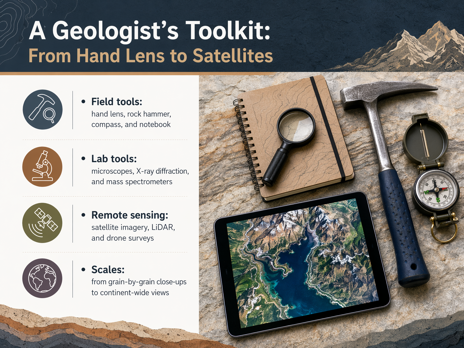 A Geologist’s Toolkit: From Hand Lens to Satellites