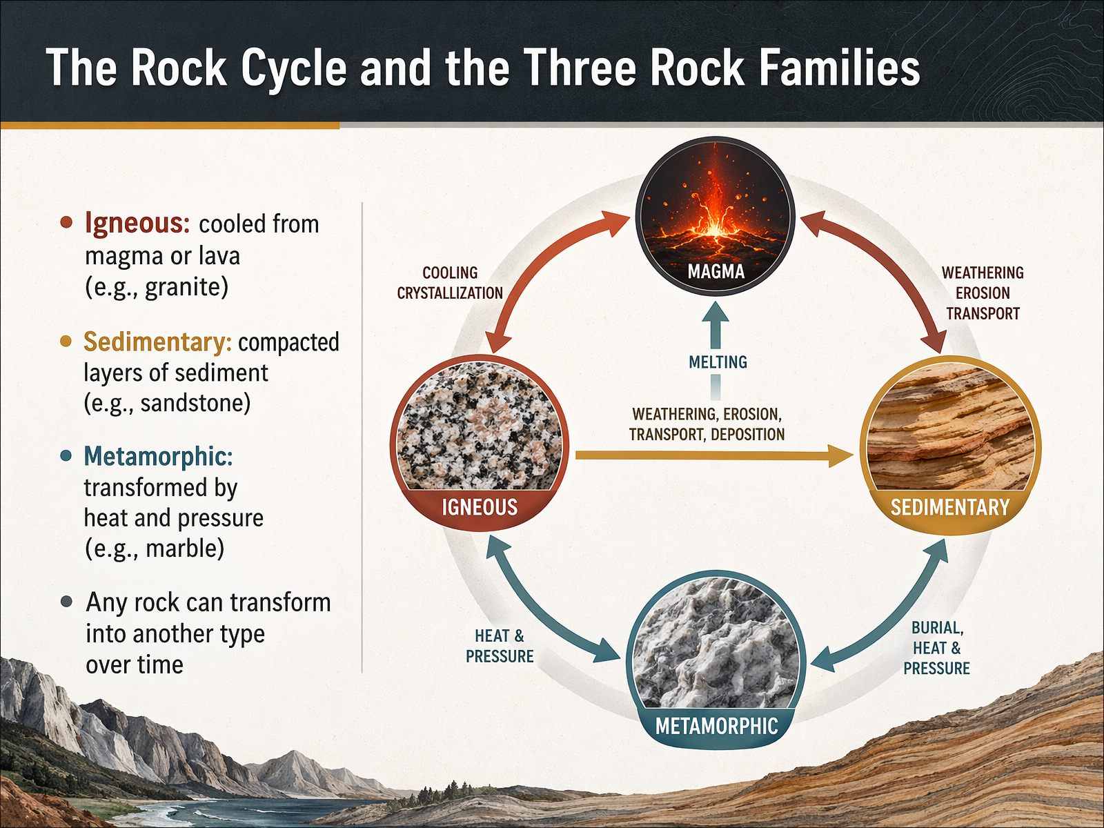 The Rock Cycle and the Three Rock Families