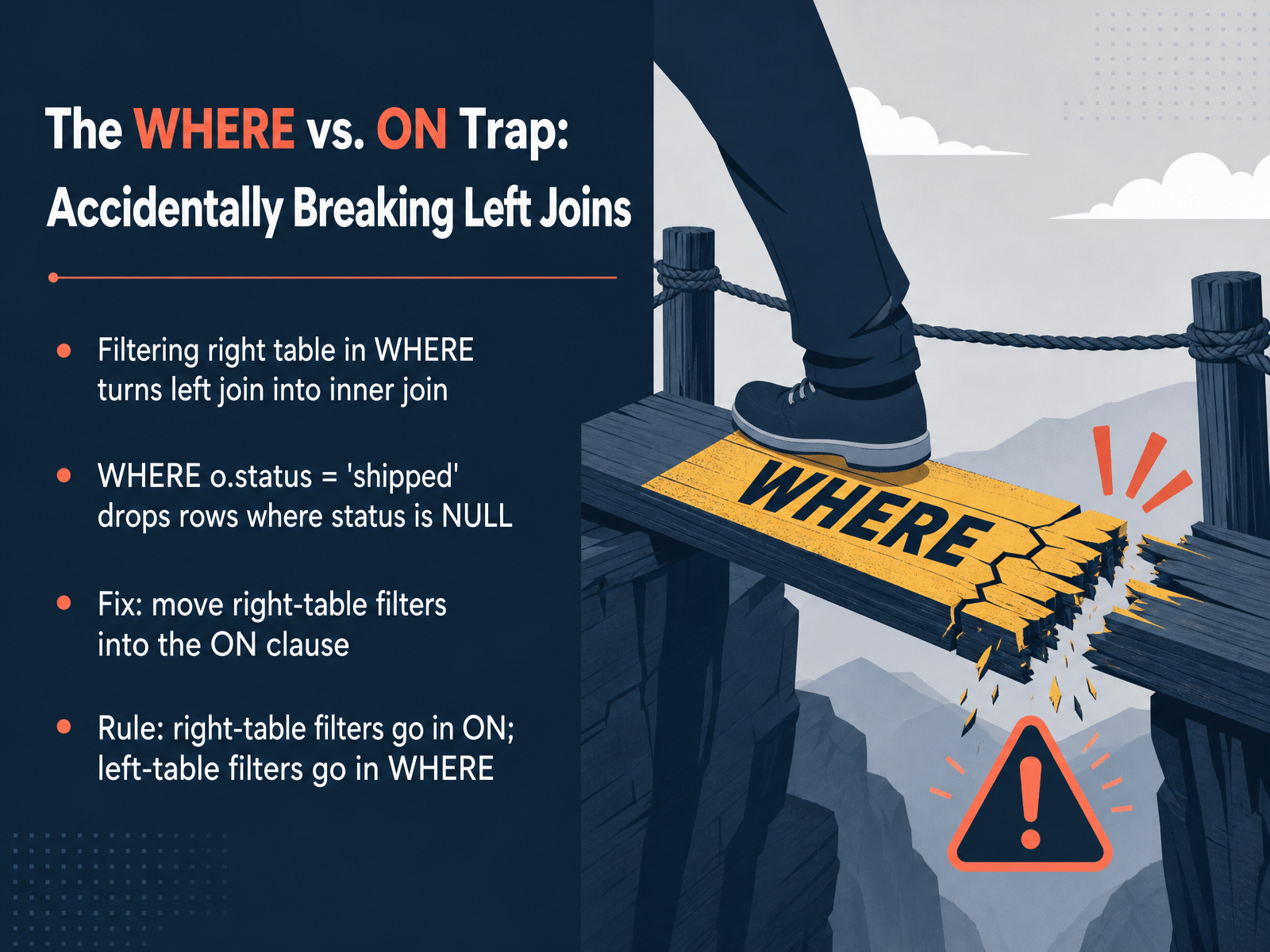 The WHERE vs. ON Trap: Accidentally Breaking Left Joins