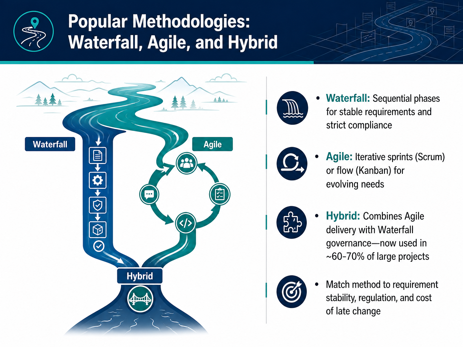 Popular Methodologies: Waterfall, Agile, and Hybrid