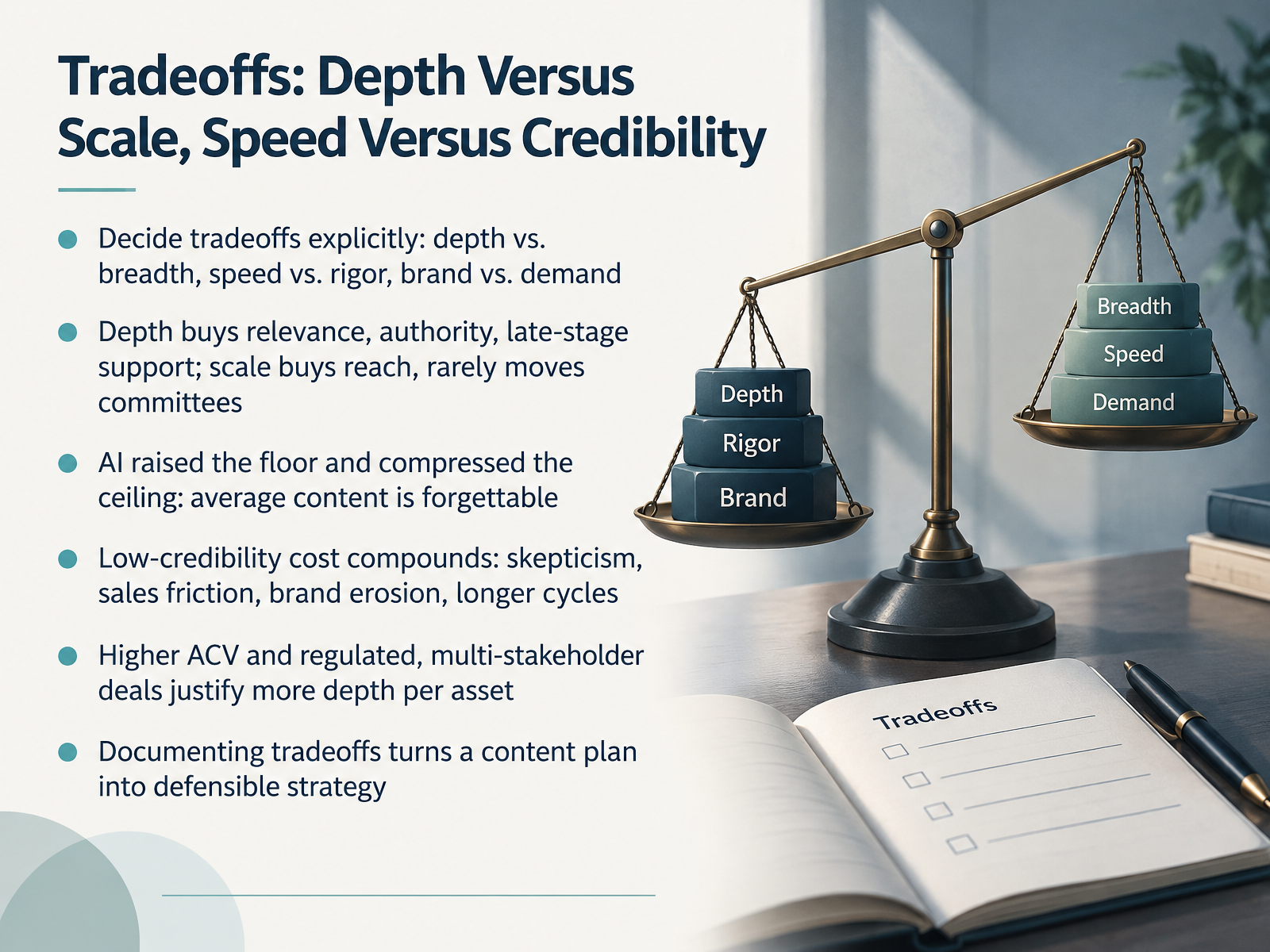 Tradeoffs: Depth Versus Scale, Speed Versus Credibility