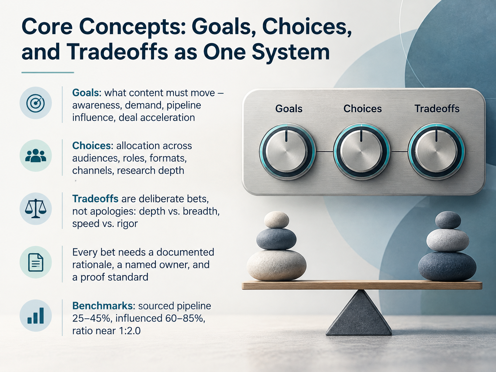 Core Concepts: Goals, Choices, and Tradeoffs as One System