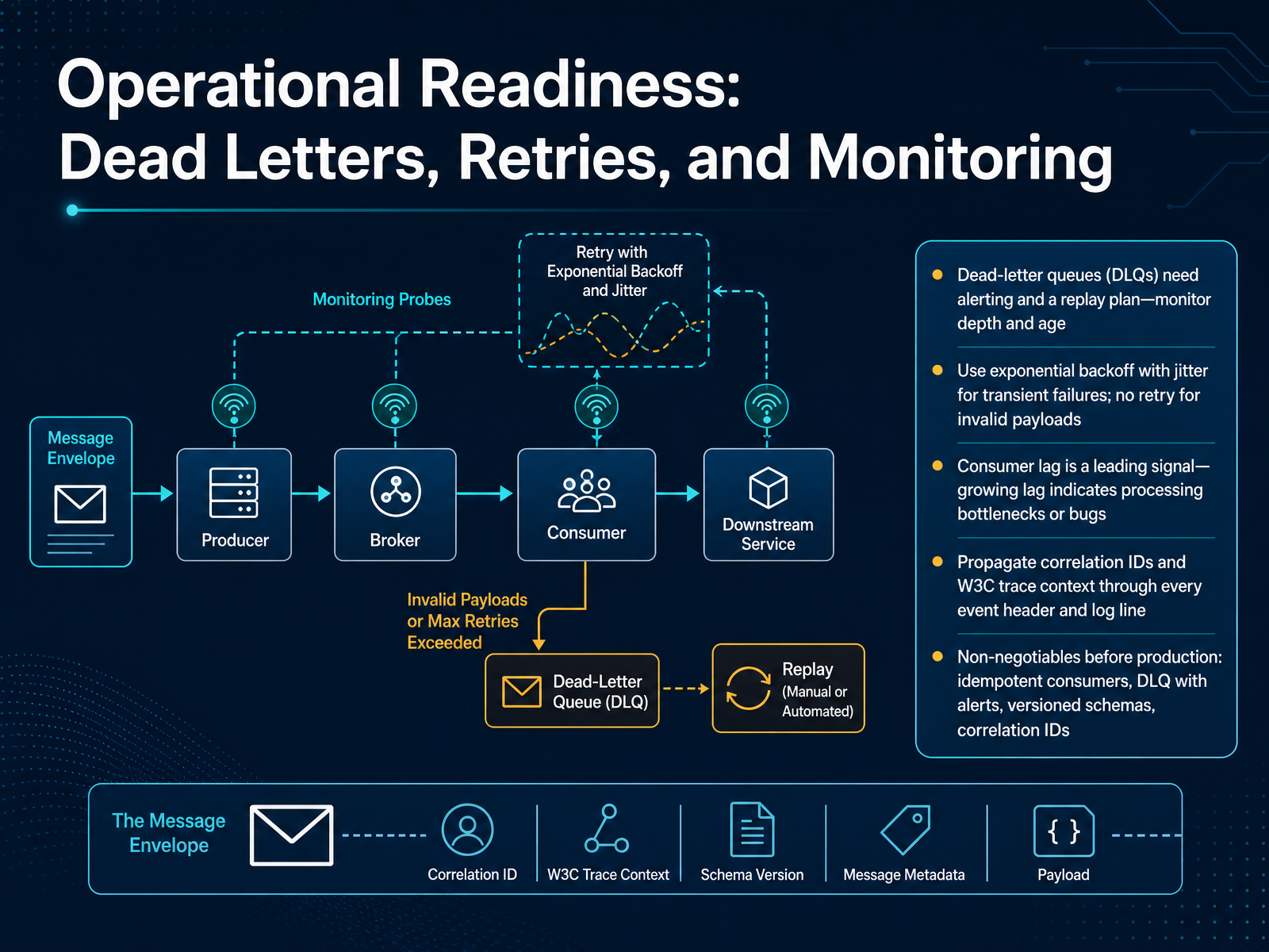 Operational Readiness: Dead Letters, Retries, and Monitoring