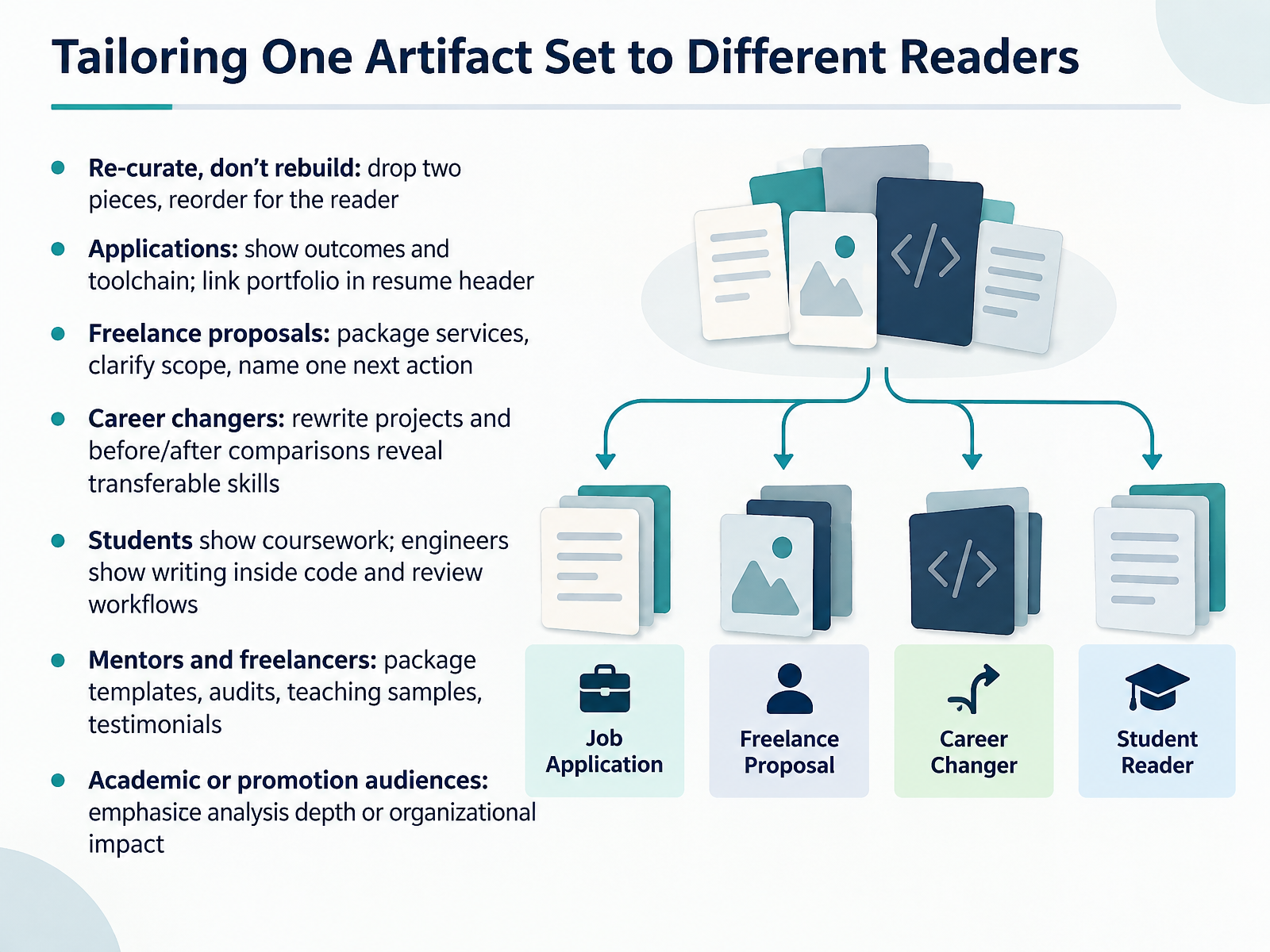 Tailoring One Artifact Set to Different Readers