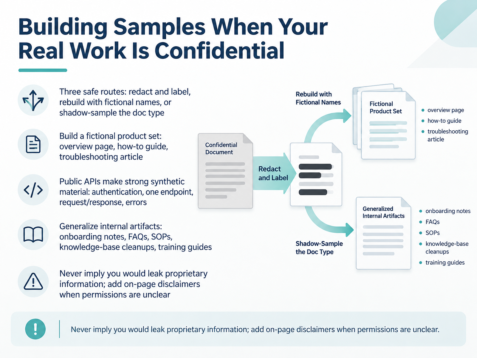 Building Samples When Your Real Work Is Confidential
