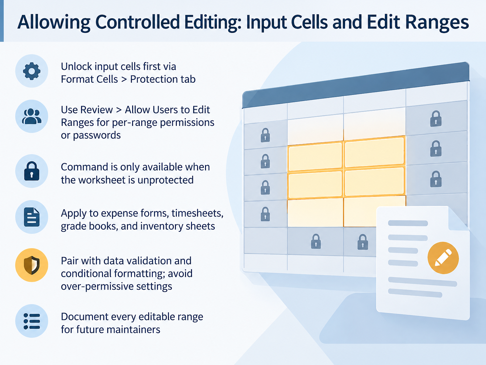 Allowing Controlled Editing: Input Cells and Edit Ranges