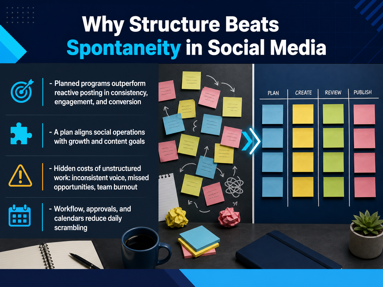 Why Structure Beats Spontaneity in Social Media