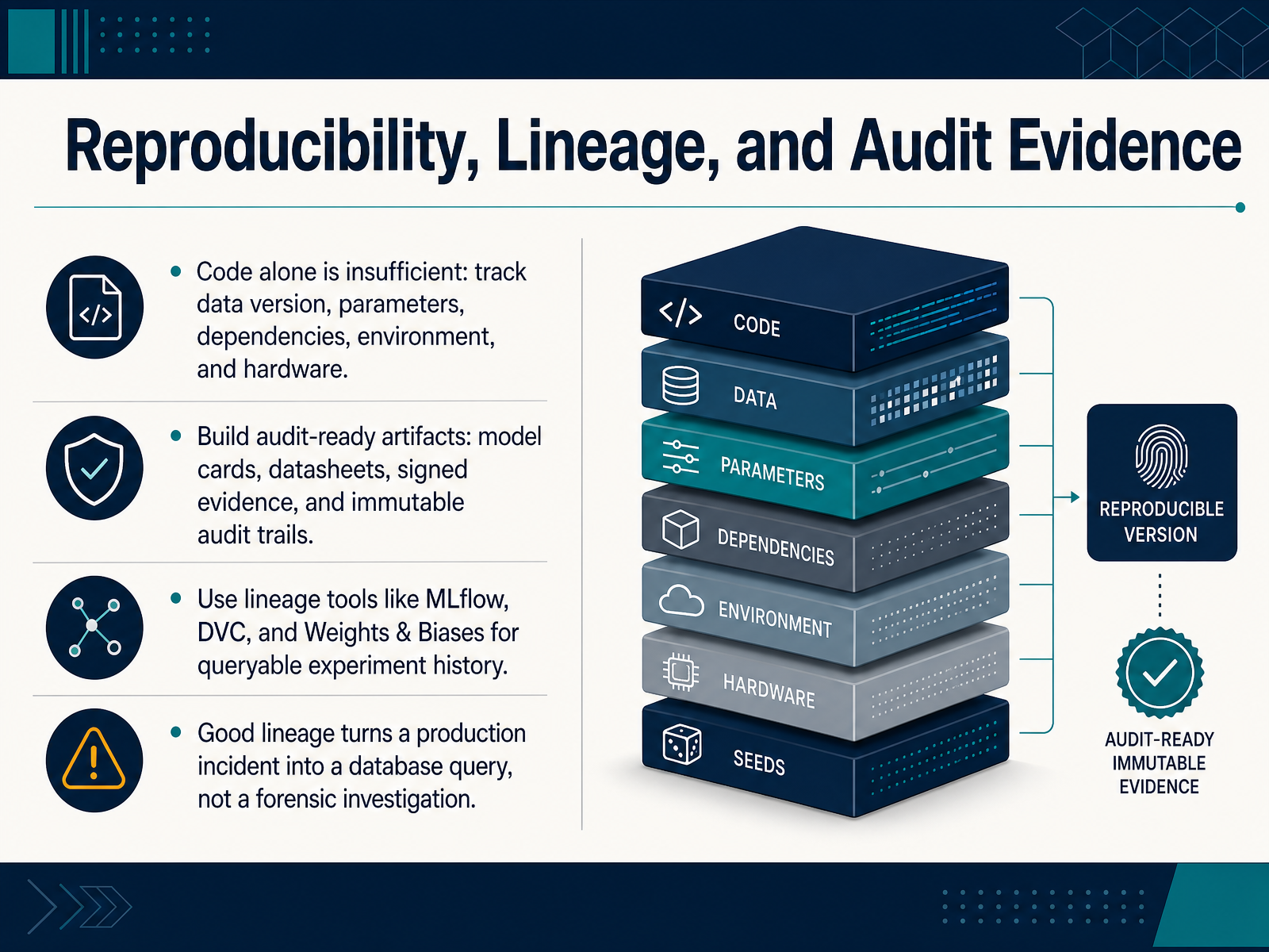 Reproducibility, Lineage, and Audit Evidence