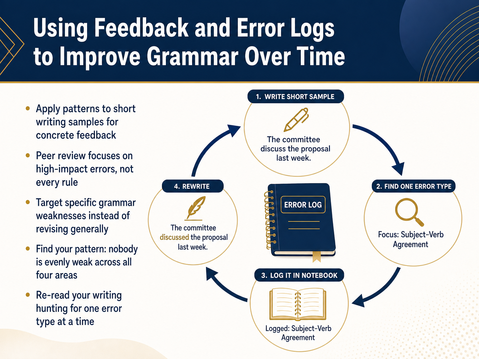 Using Feedback and Error Logs to Improve Grammar Over Time