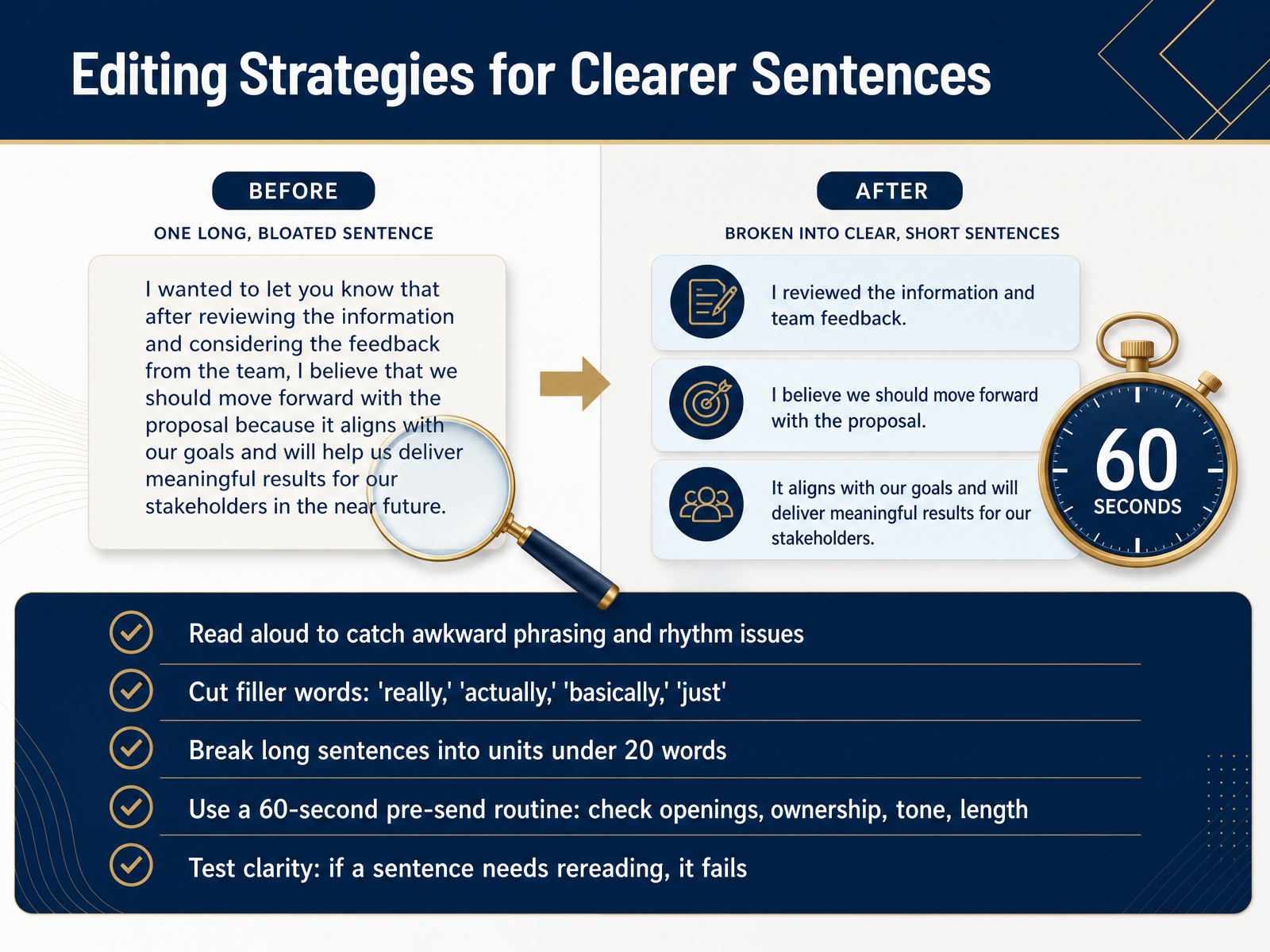 Editing Strategies for Clearer Sentences