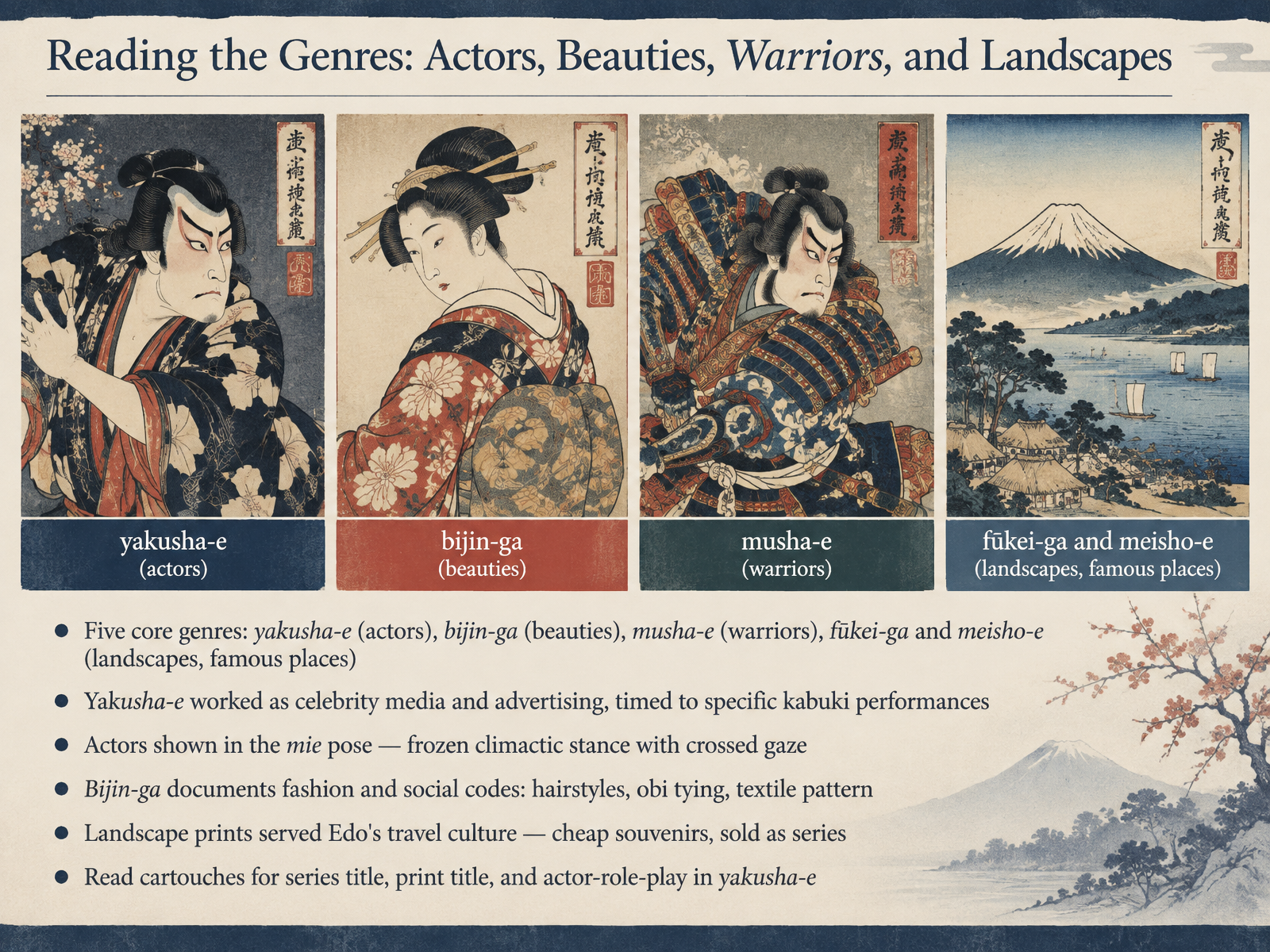 Reading the Genres: Actors, Beauties, Warriors, and Landscapes