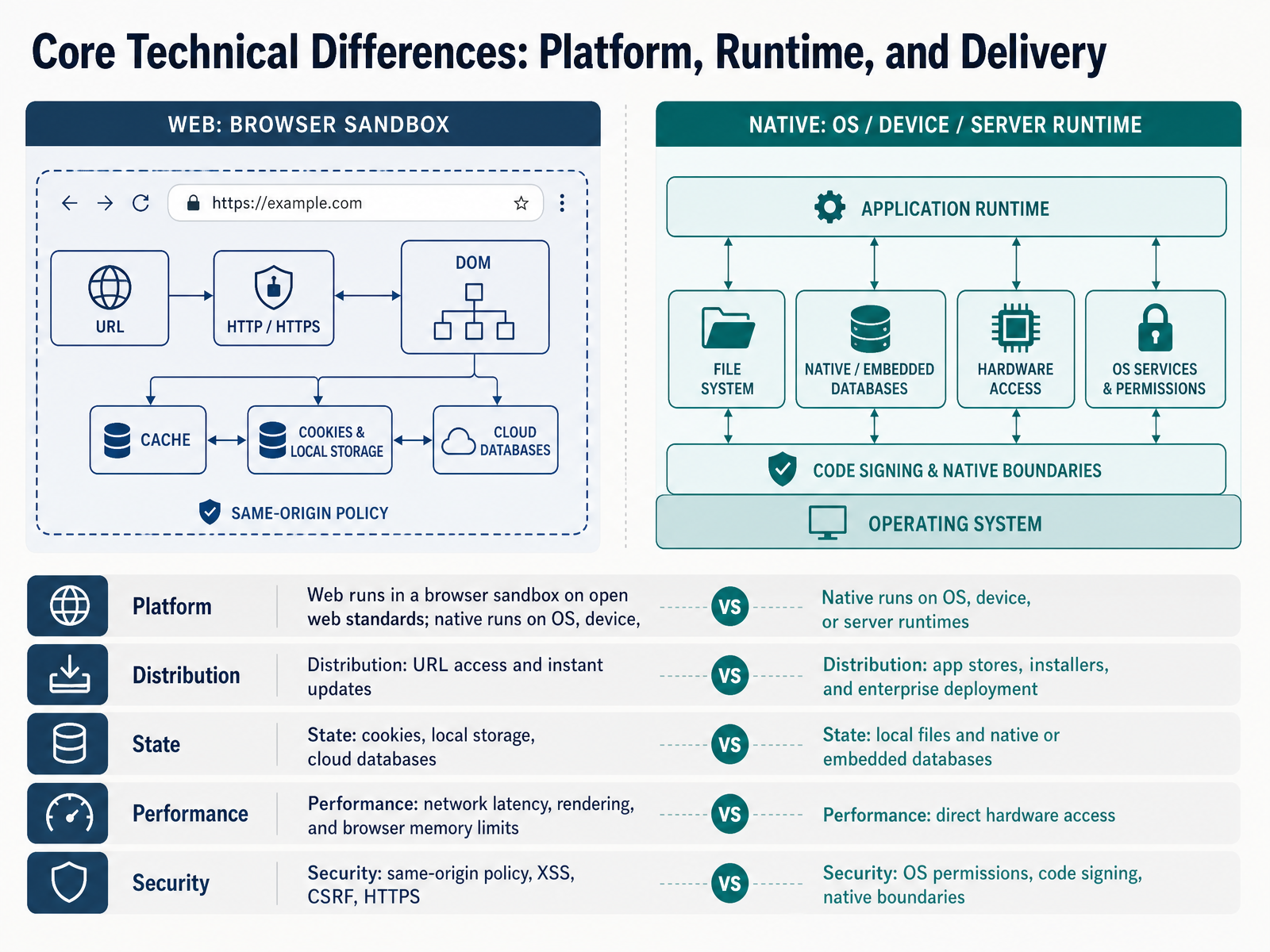 Core Technical Differences: Platform, Runtime, and Delivery