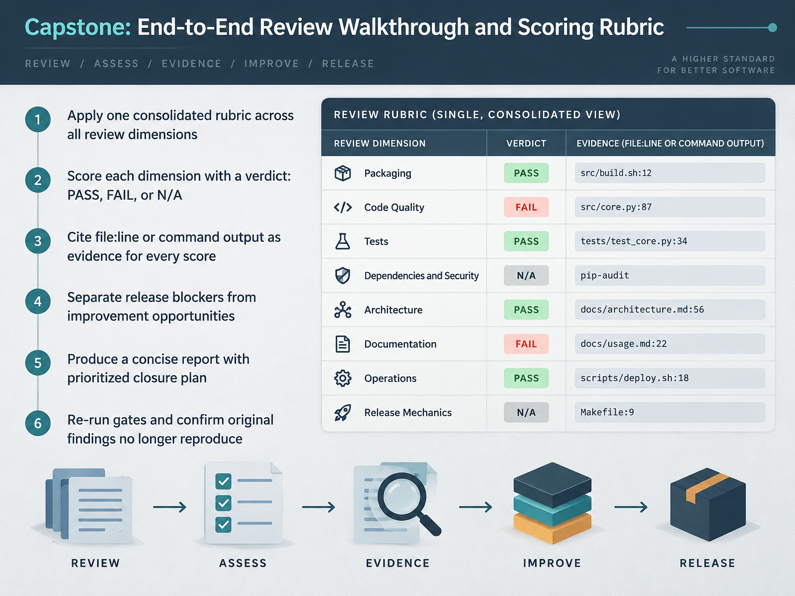 Capstone: End-to-End Review Walkthrough and Scoring Rubric