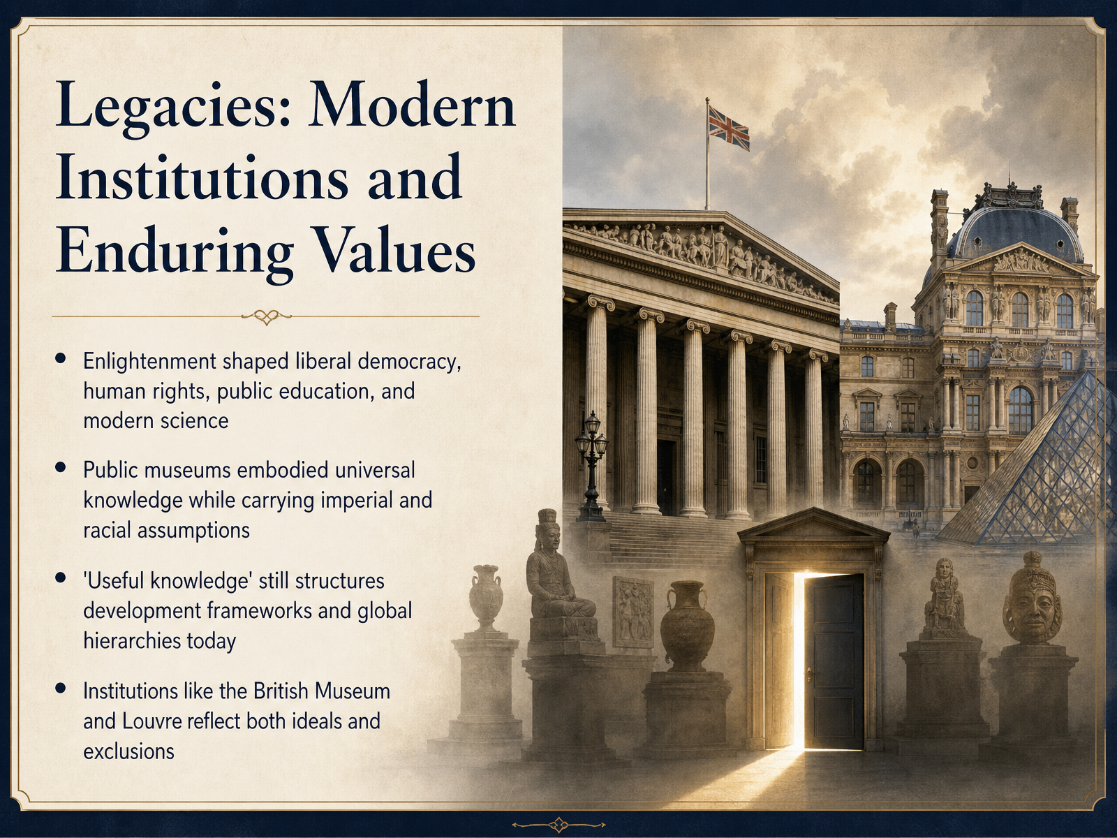 Legacies: Modern Institutions and Enduring Values