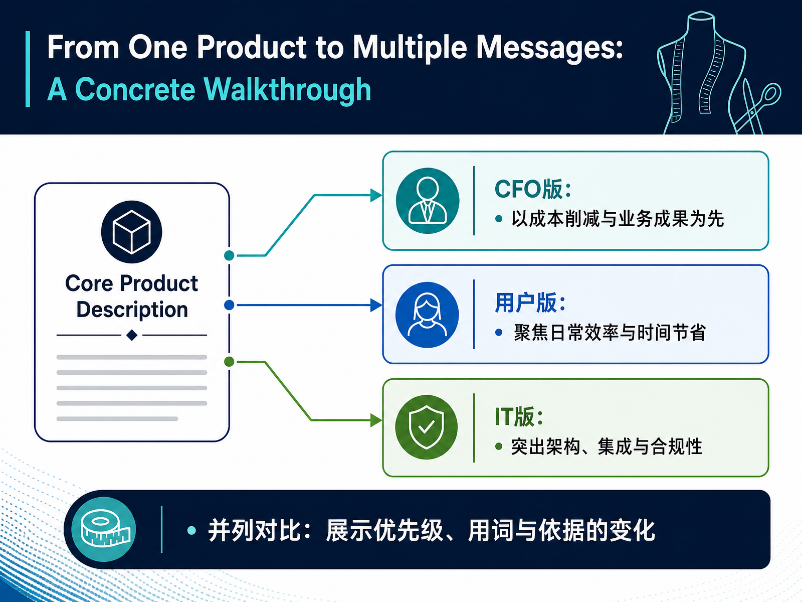 From One Product to Multiple Messages: A Concrete Walkthrough