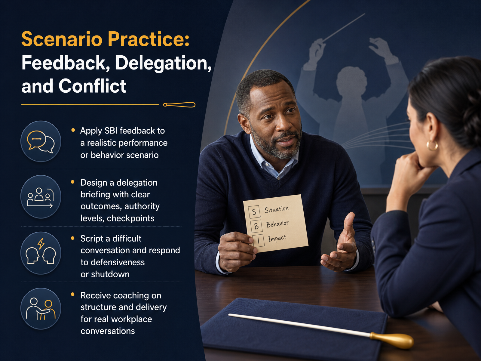 Scenario Practice: Feedback, Delegation, and Conflict