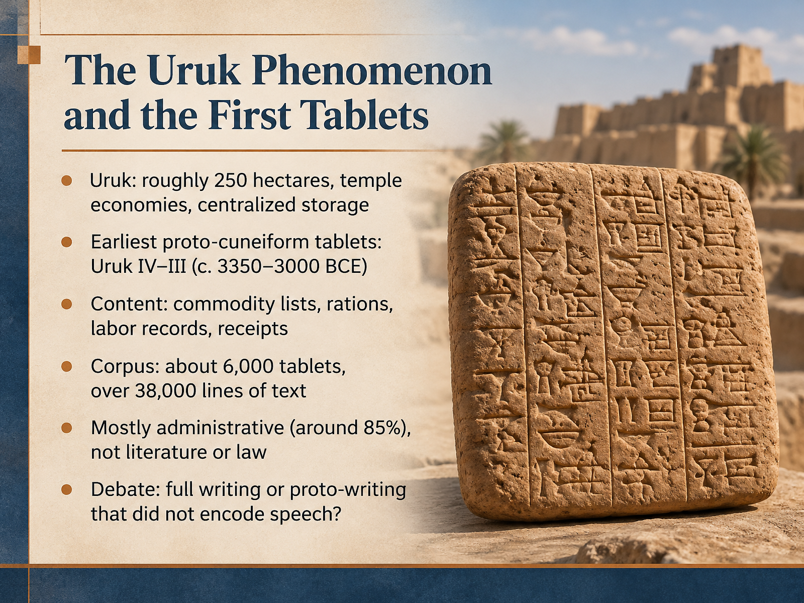 The Uruk Phenomenon and the First Tablets