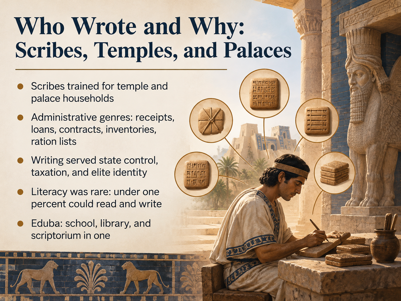 Who Wrote and Why: Scribes, Temples, and Palaces