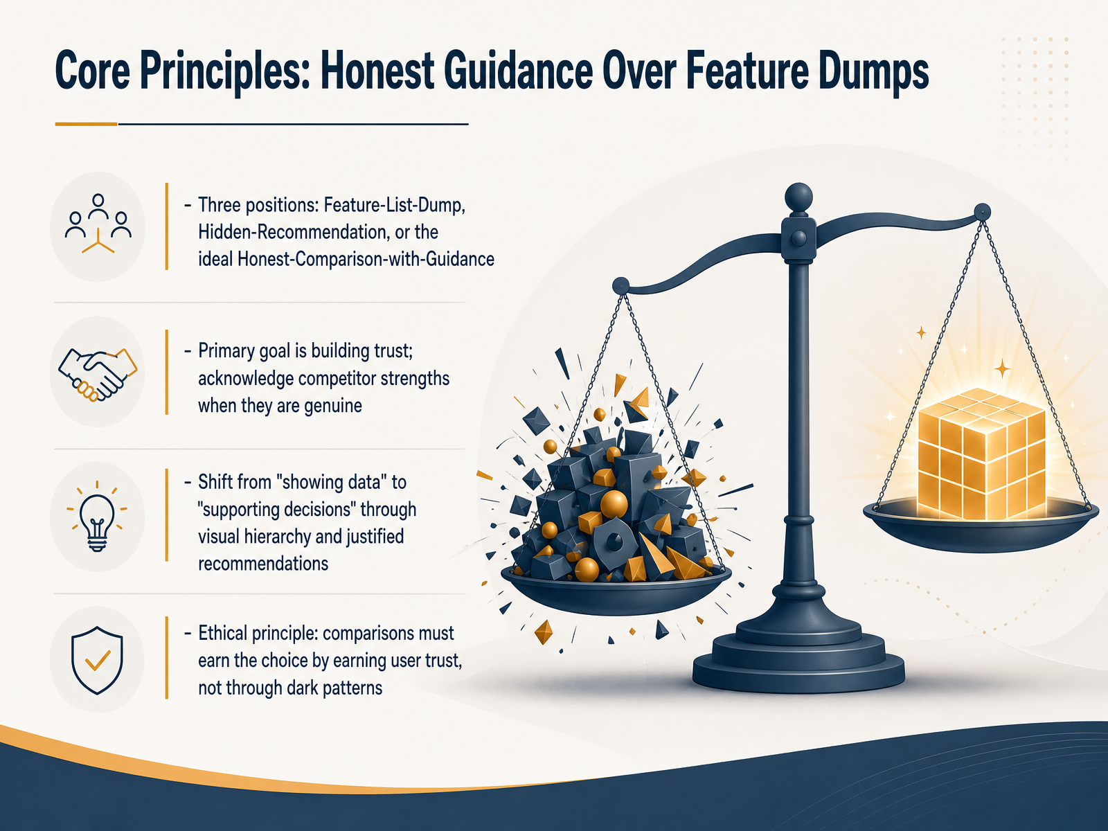 Core Principles: Honest Guidance Over Feature Dumps