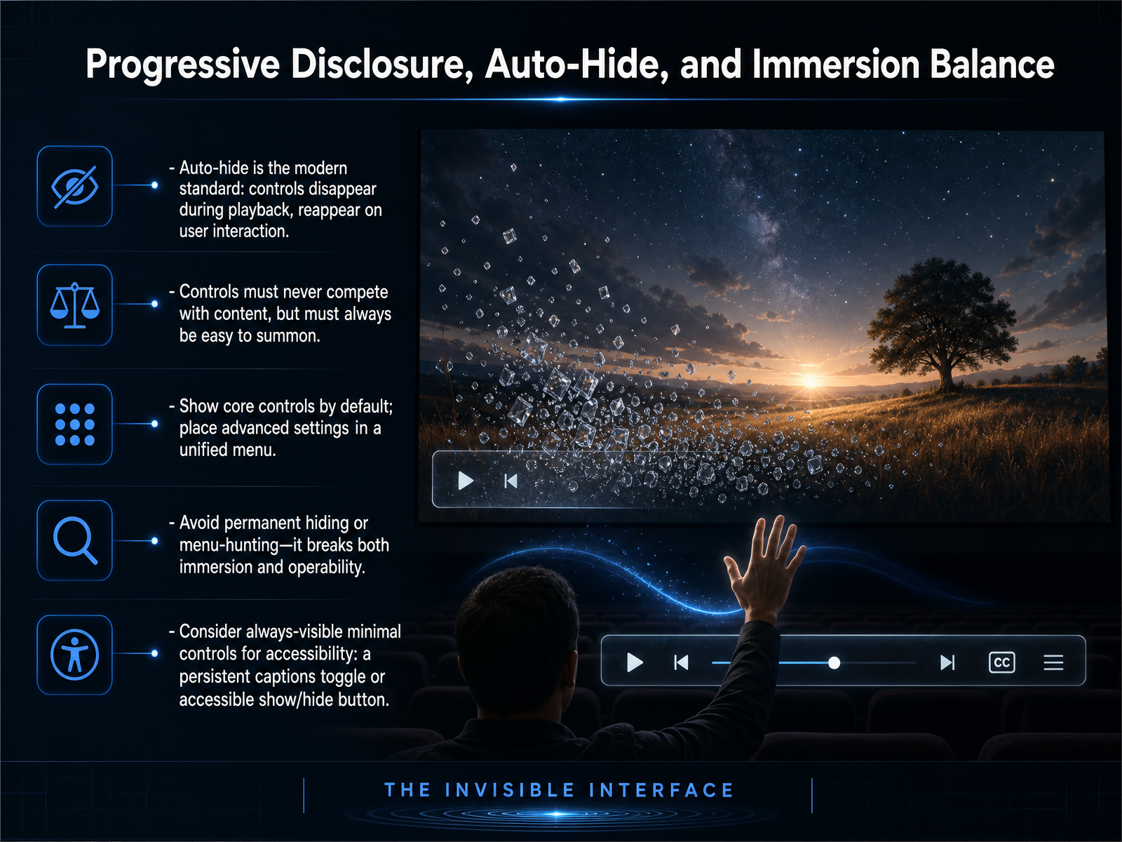 Progressive Disclosure, Auto-Hide, and Immersion Balance
