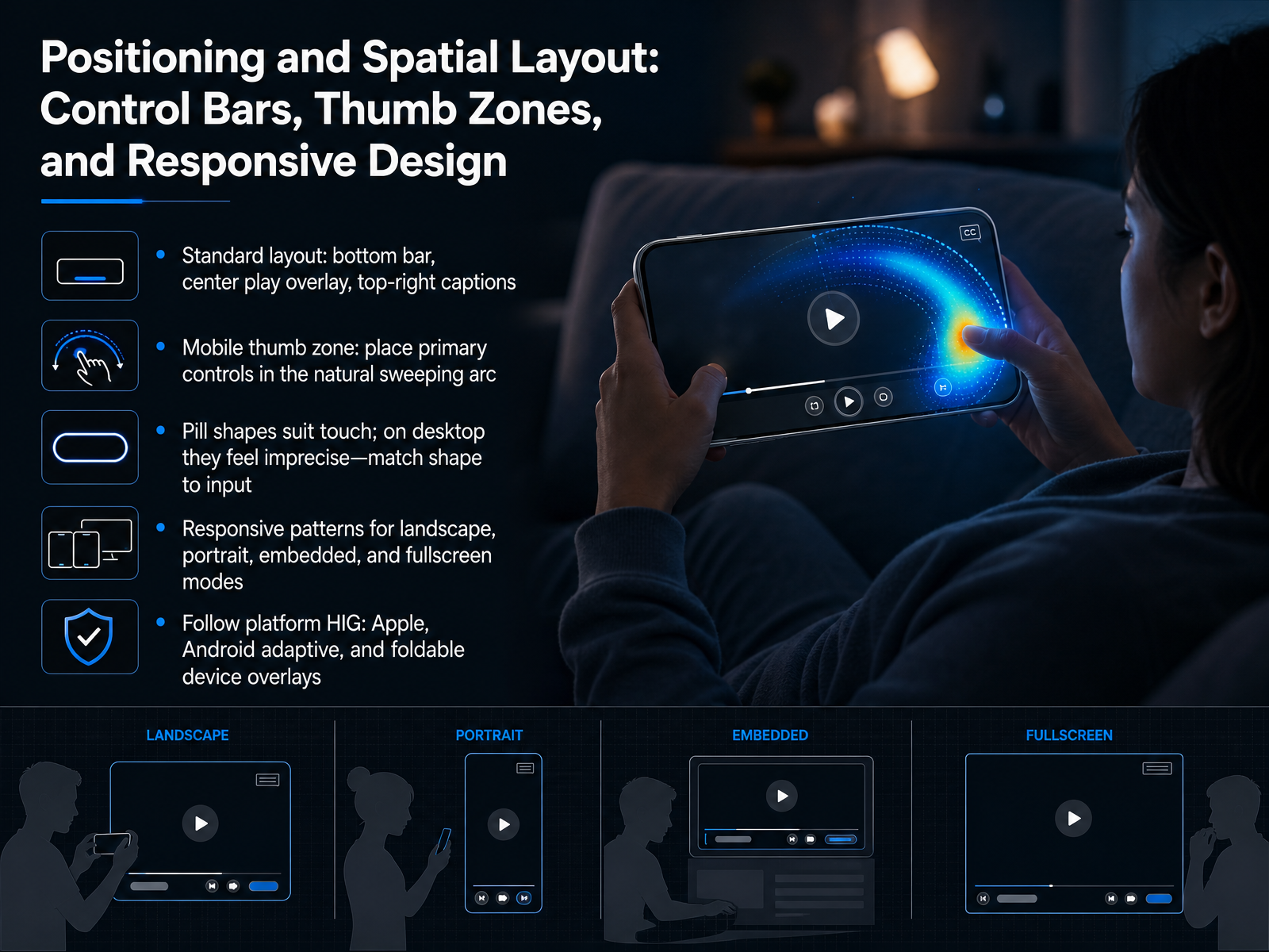 Positioning and Spatial Layout: Control Bars, Thumb Zones, and Responsive Design