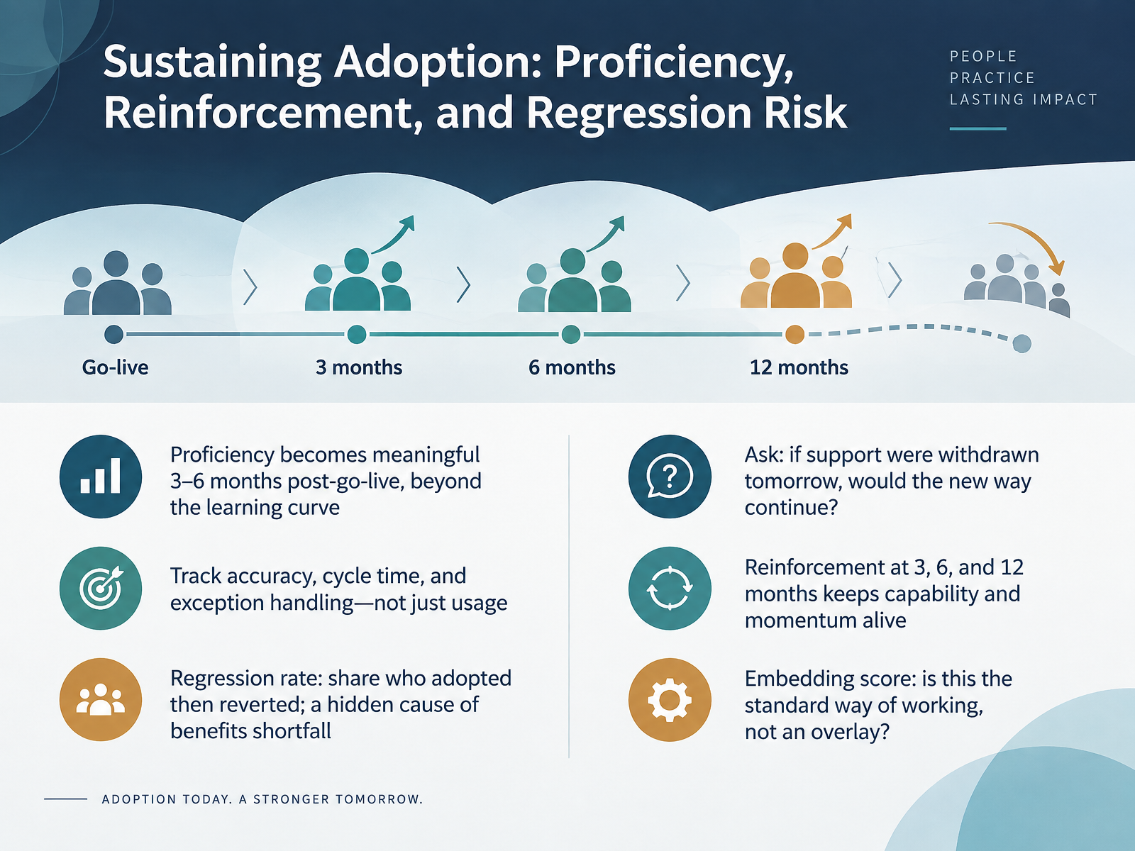 Sustaining Adoption: Proficiency, Reinforcement, and Regression Risk
