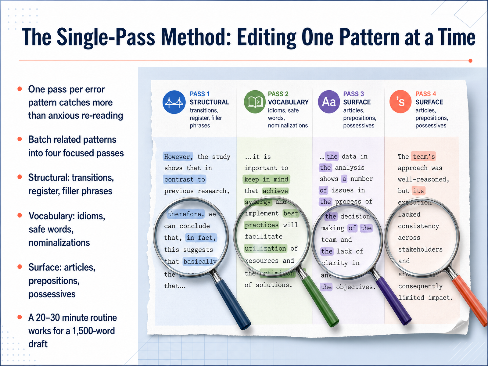 The Single-Pass Method: Editing One Pattern at a Time