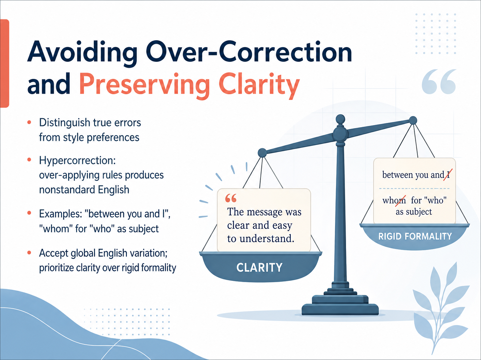 Avoiding Over-Correction and Preserving Clarity