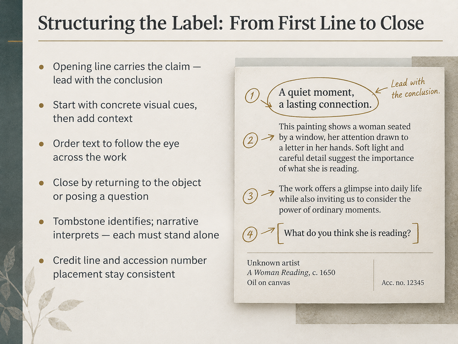 Structuring the Label: From First Line to Close