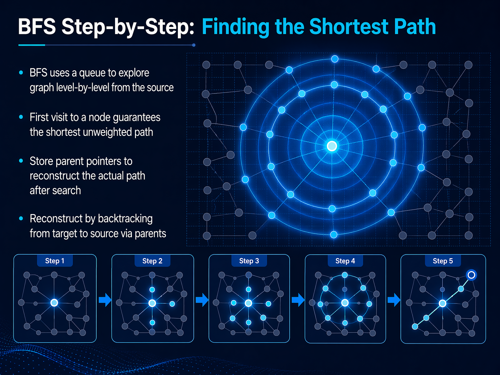 BFS Step-by-Step: Finding the Shortest Path