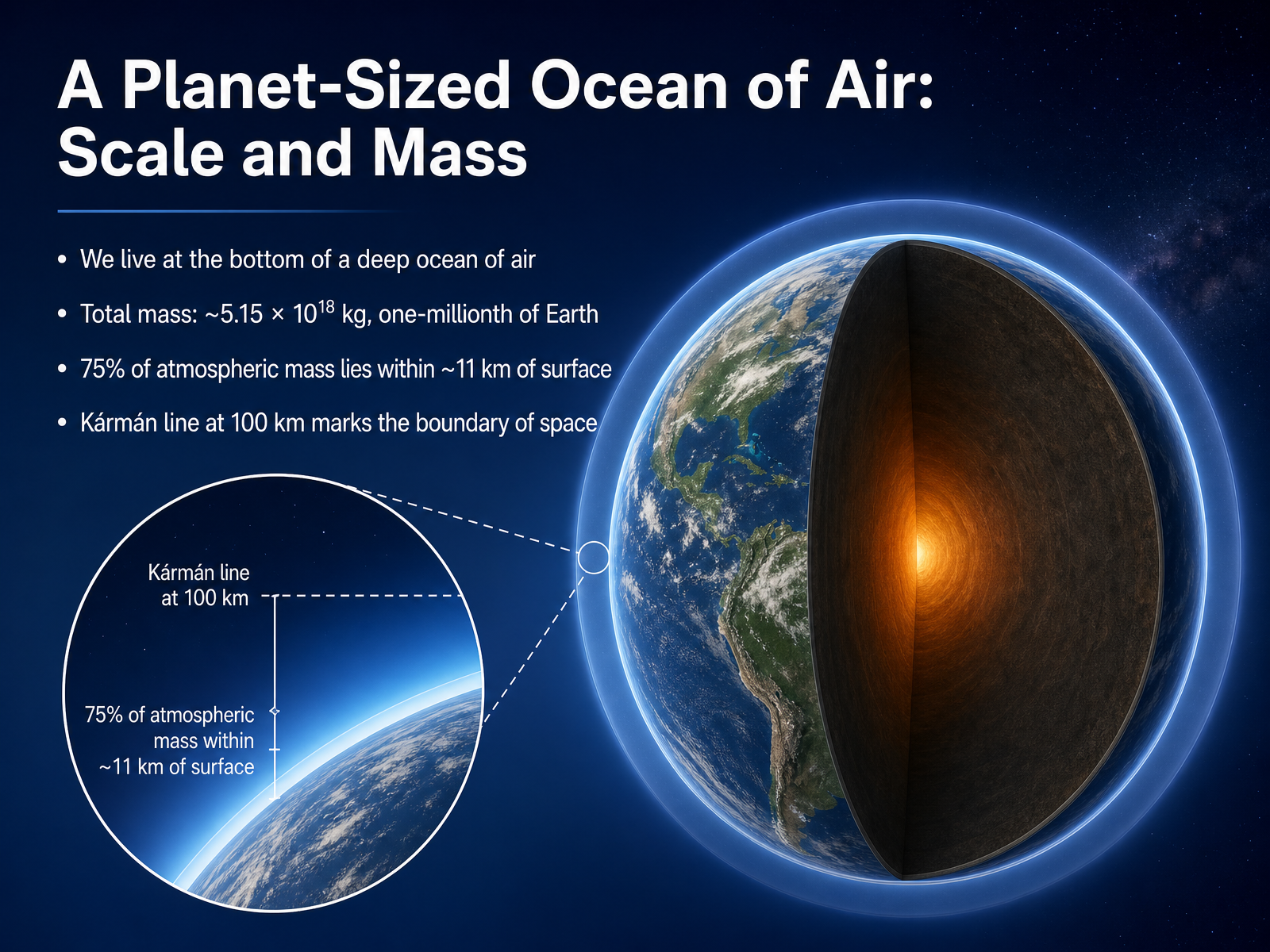 A Planet-Sized Ocean of Air: Scale and Mass