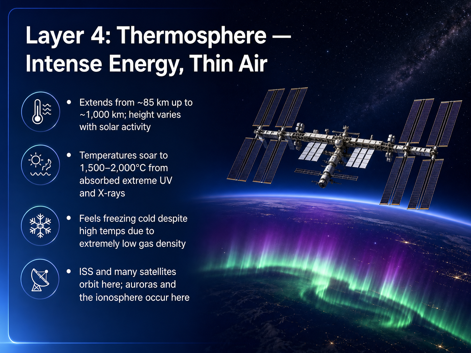 Layer 4: Thermosphere — Intense Energy, Thin Air