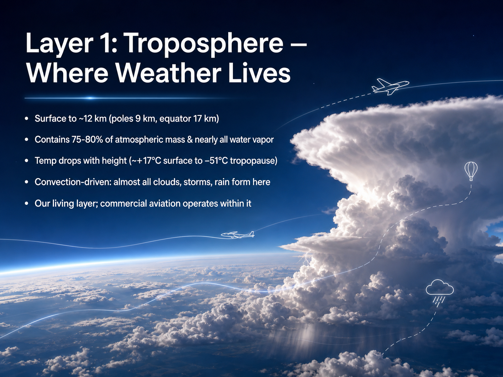 Layer 1: Troposphere — Where Weather Lives