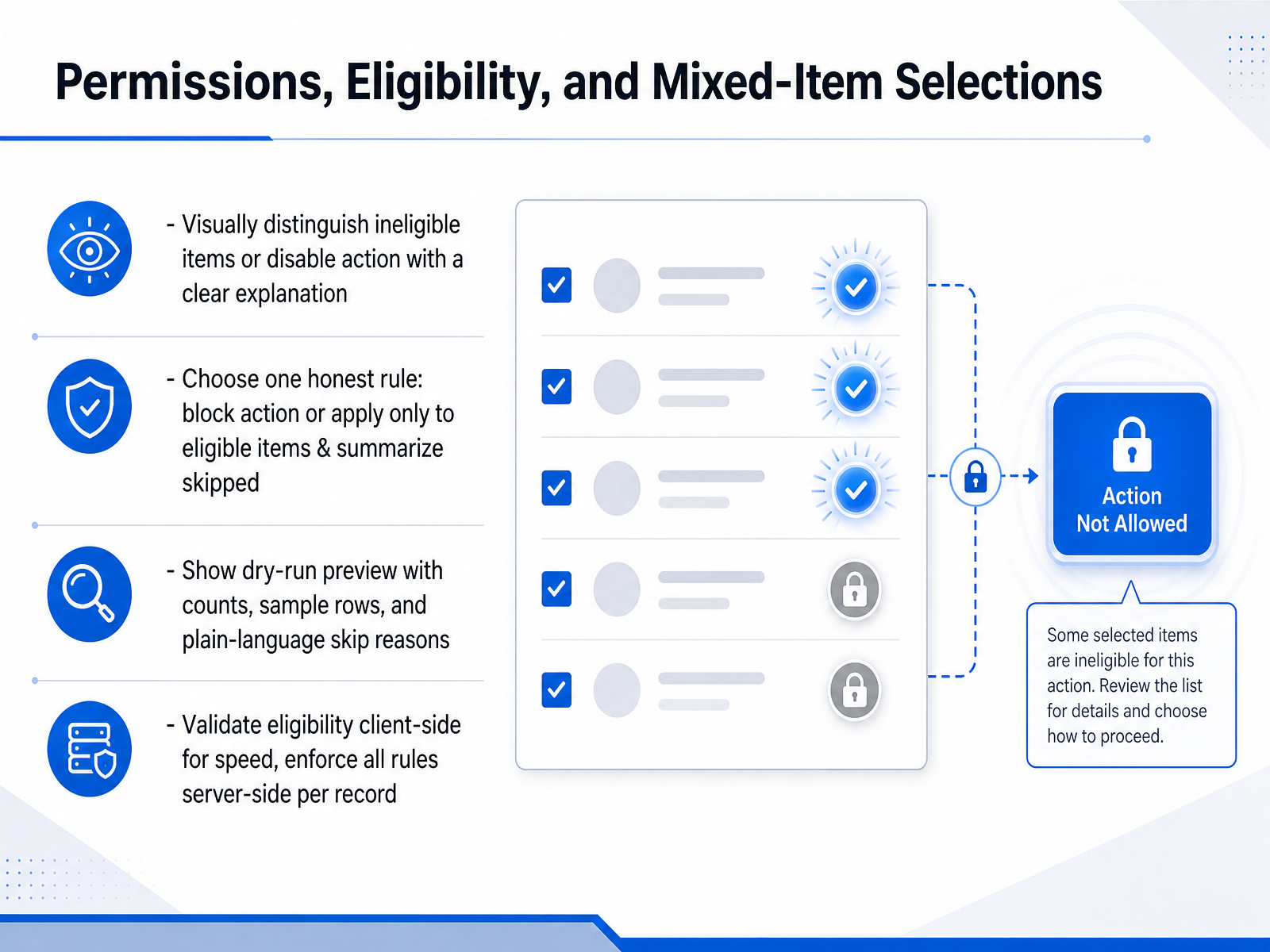 Permissions, Eligibility, and Mixed-Item Selections