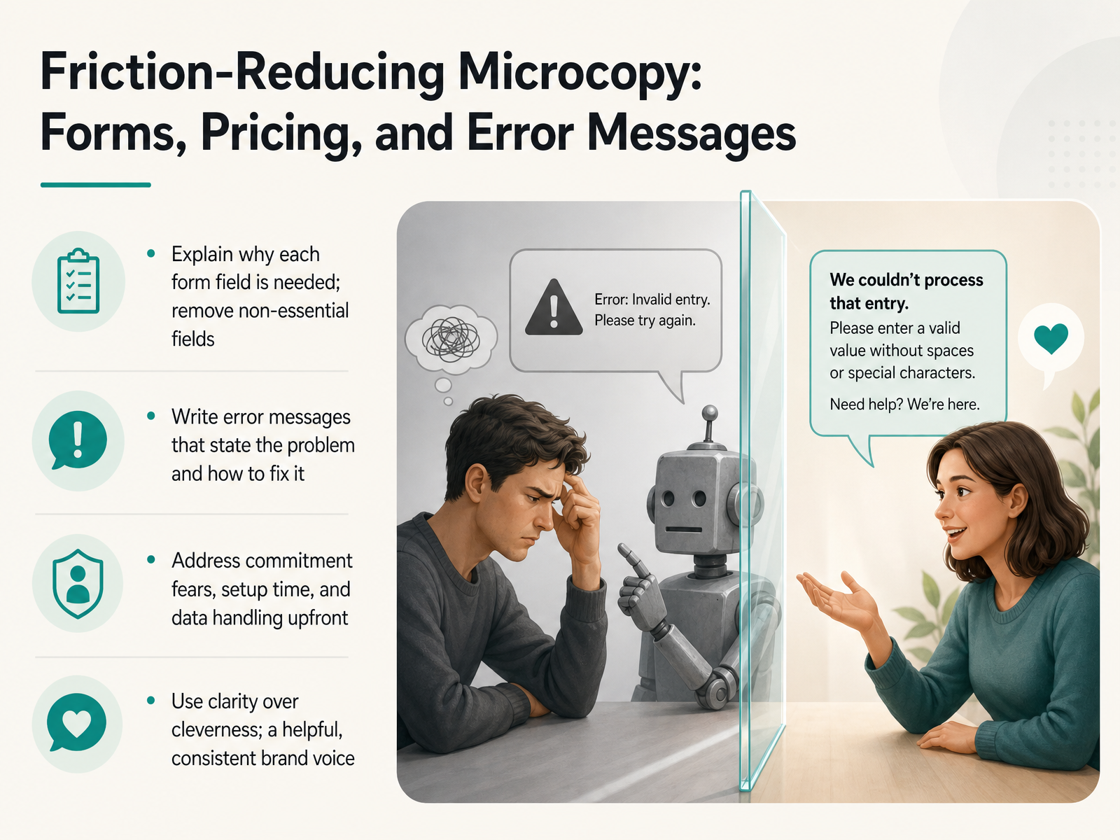 Friction-Reducing Microcopy: Forms, Pricing, and Error Messages