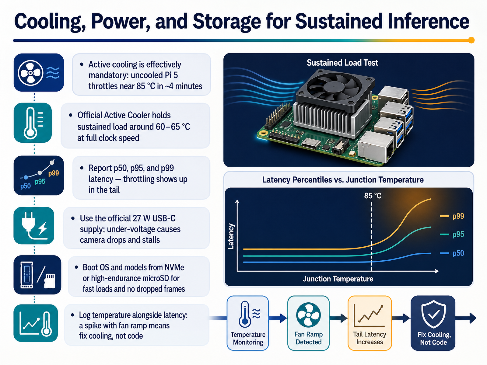 Cooling, Power, and Storage for Sustained Inference