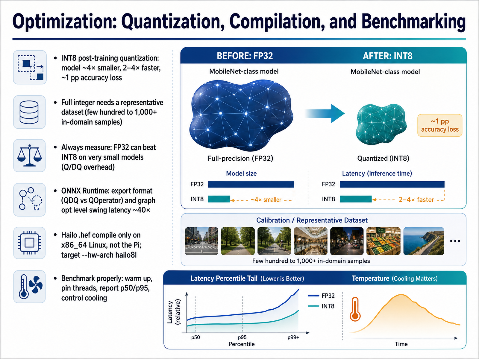 Optimization: Quantization, Compilation, and Benchmarking
