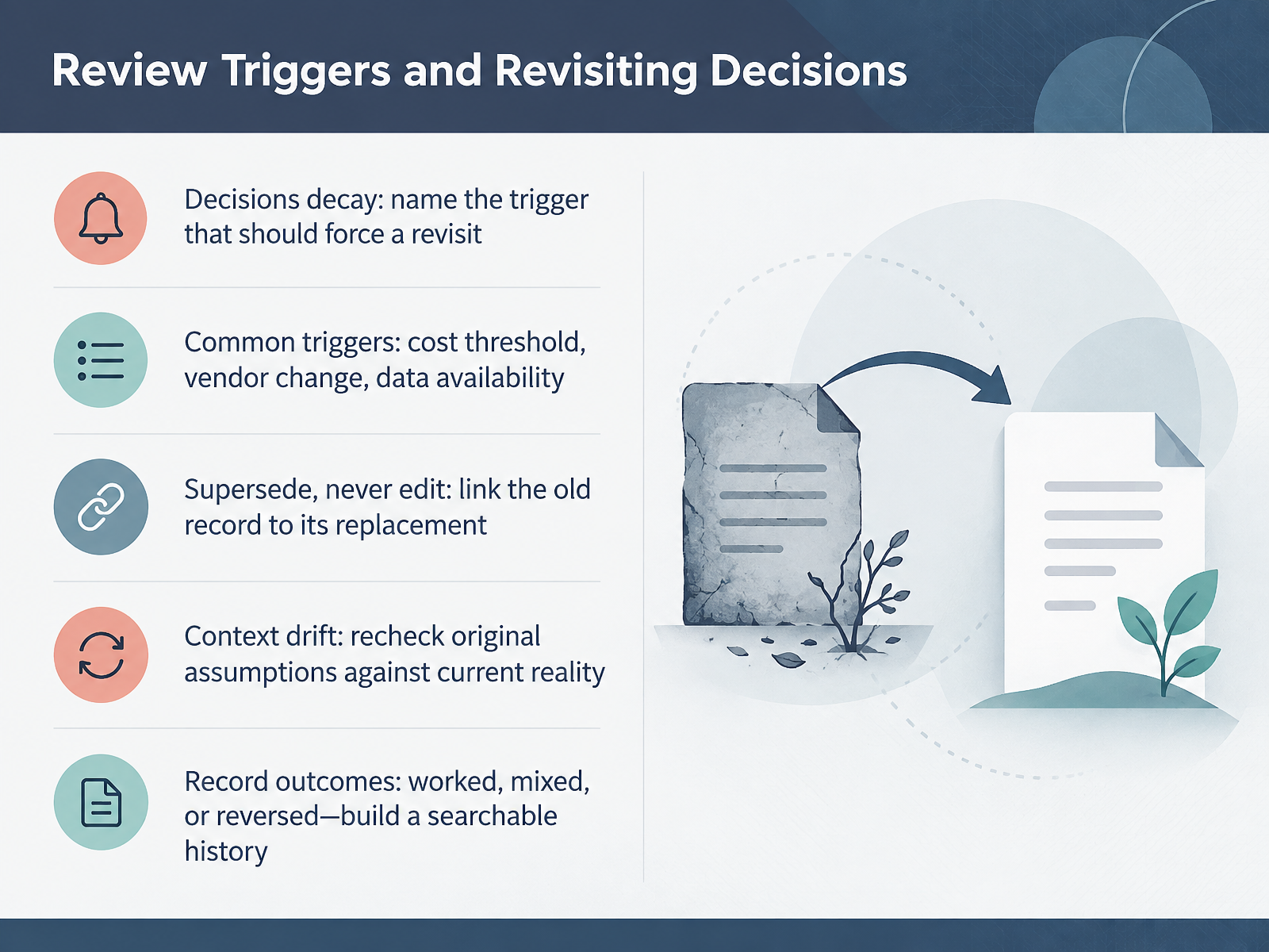 Review Triggers and Revisiting Decisions