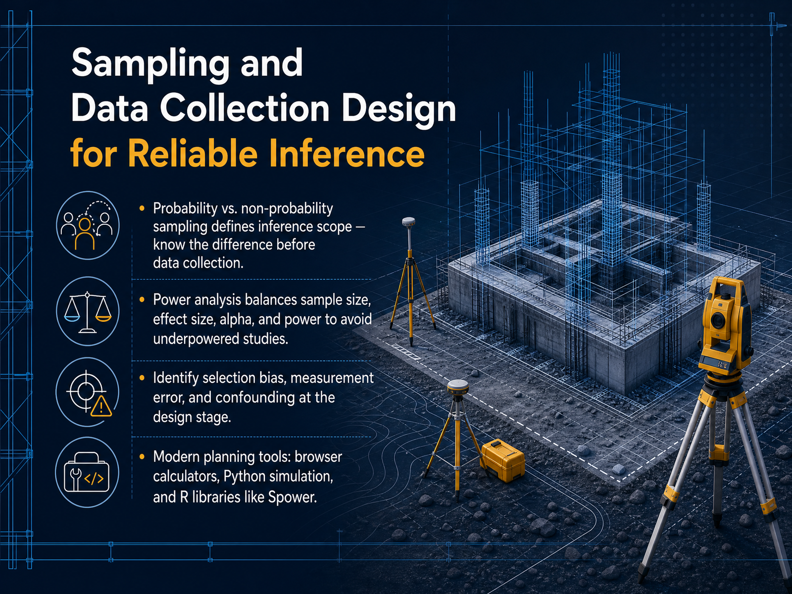 Sampling and Data Collection Design for Reliable Inference