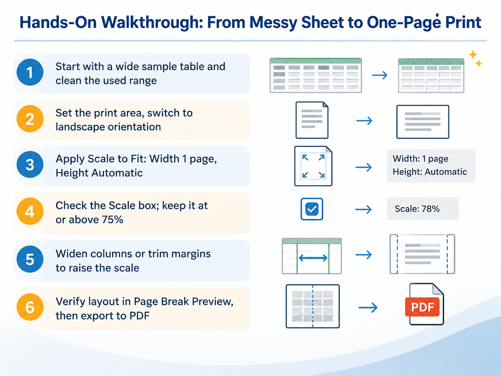 Hands-On Walkthrough: From Messy Sheet to One-Page Print