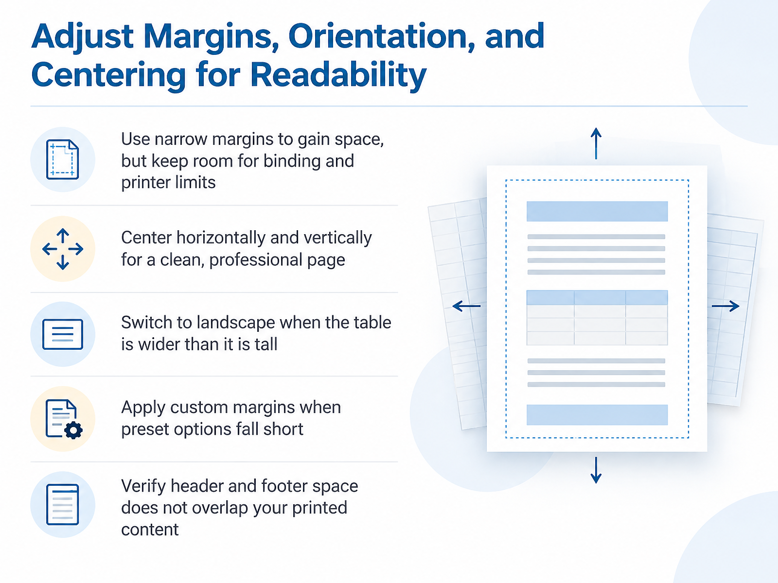 Adjust Margins, Orientation, and Centering for Readability