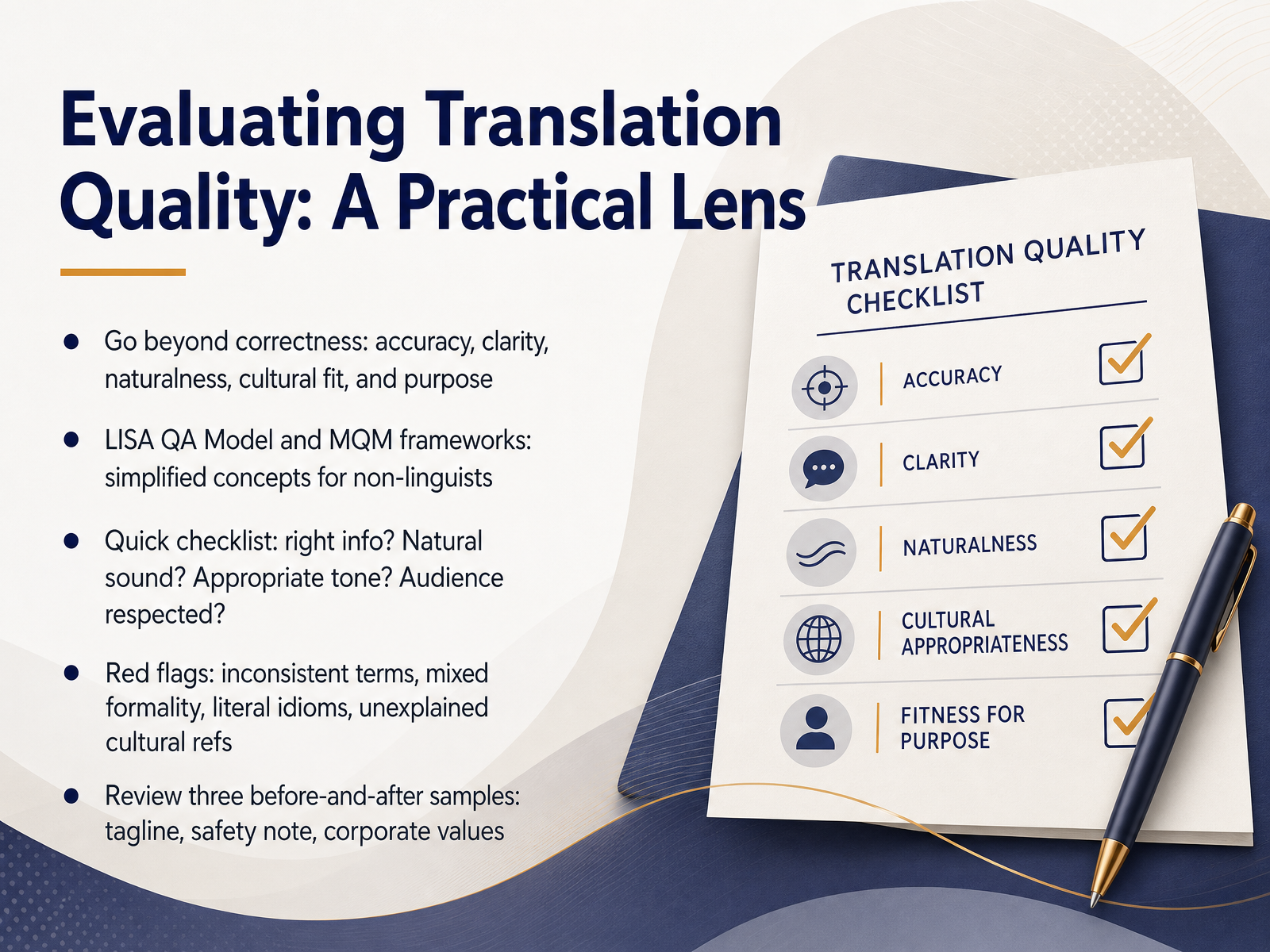 Evaluating Translation Quality: A Practical Lens