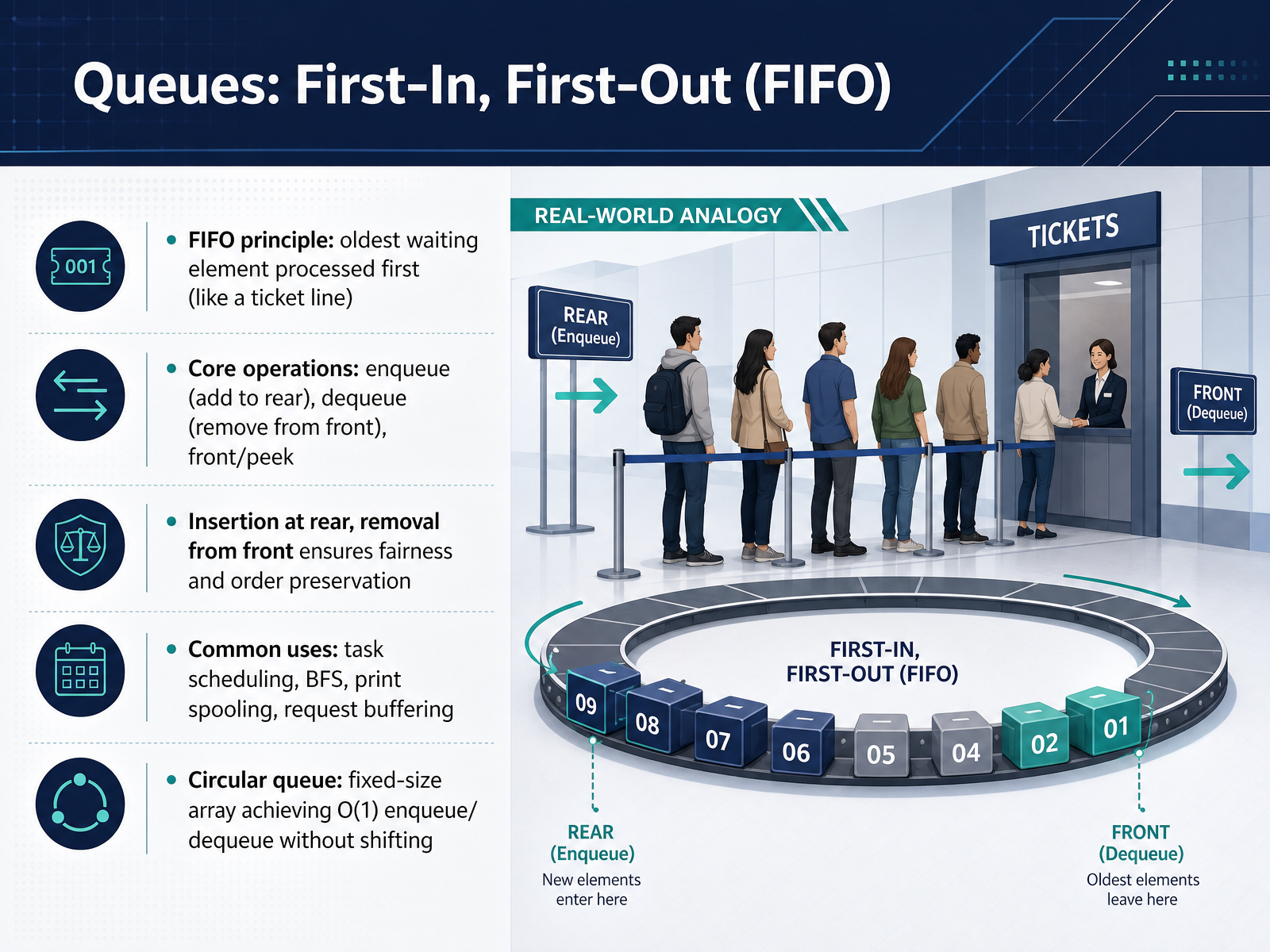 Queues: First-In, First-Out (FIFO)