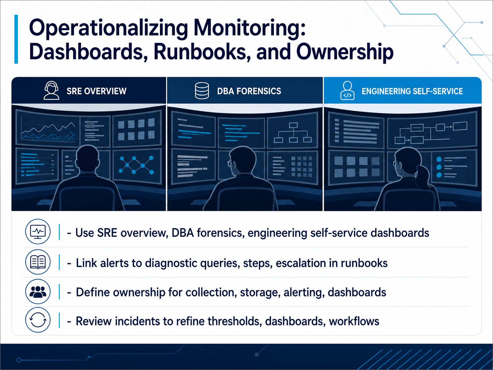 Operationalizing Monitoring: Dashboards, Runbooks, and Ownership