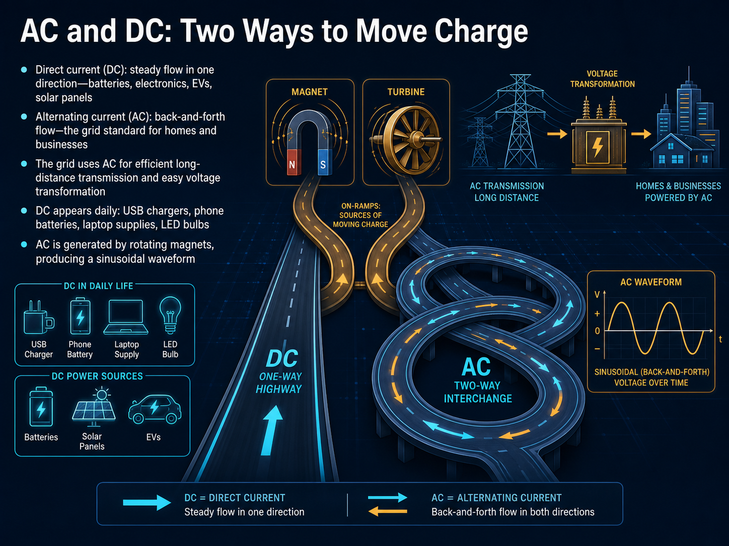 AC and DC: Two Ways to Move Charge