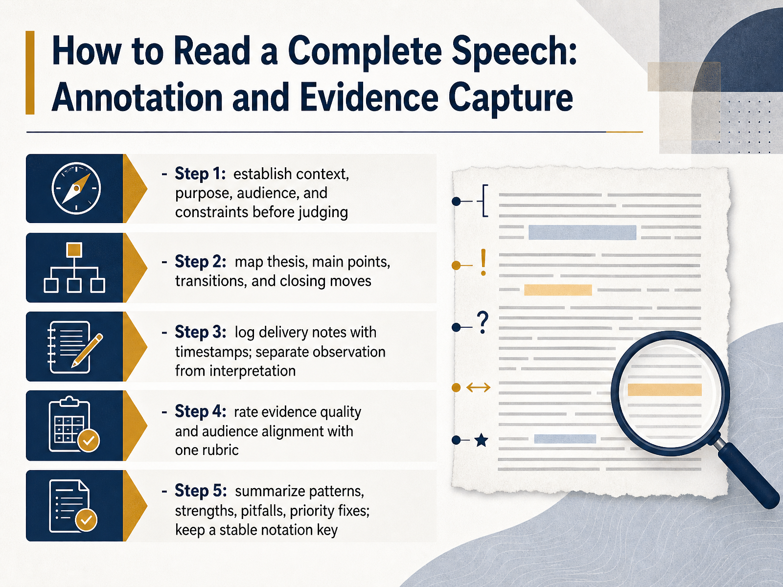 How to Read a Complete Speech: Annotation and Evidence Capture