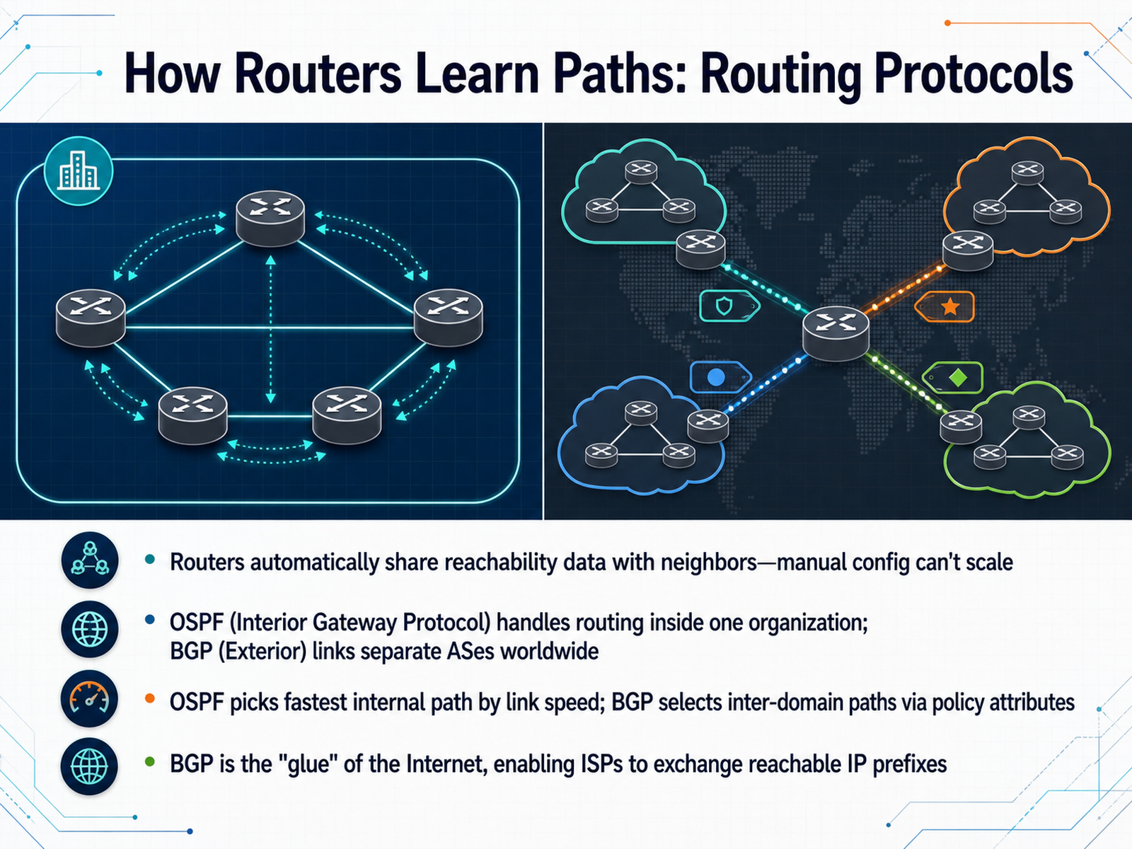 How Routers Learn Paths: Routing Protocols